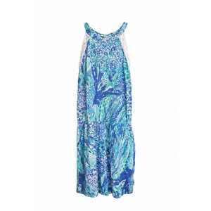 Lilly Pulitzer Hey Soleil Lala Romper Blue Haven Halter Crochet Small